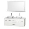 Centra 60 In. Double Vanity in White with Solid SurfaceTop with White Porcelain Sinks and 58 In. Mirror