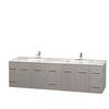 Centra 80 In. Double Vanity in Gray Oak with White Carrera Top with Square Sinks and No Mirror