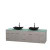 Centra 80 In. Double Vanity in Gray Oak with Green Glass Top with Black Granite Sinks and No Mirror