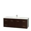 Centra 60 In. Single Vanity in Espresso with Solid SurfaceTop with Square Sink and No Mirror