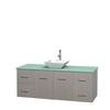 Centra 60 In. Single Vanity in Gray Oak with Green Glass Top with White Porcelain Sink and No Mirror