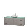 Centra 60 In. Single Vanity in Gray Oak with Green Glass Top with White Carrera Sink and No Mirror