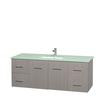 Centra 60 In. Single Vanity in Gray Oak with Green Glass Top with Square Sink and No Mirror