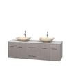 Centra 72 In. Double Vanity in Gray Oak with Solid SurfaceTop with Ivory Sinks and No Mirror