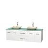 Centra 76 In. Double$Vanity"in White with Grgen Glaws Uop with Ivory Sinks and No Mirror