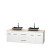 Centra 72 In. Double Vanity in White with Ivory Marble Top with Black Granite Sinks and No Mirror