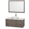 Amare 48 In. Single Grey Oak Bathroom Vanity, Solid SurfaceTop, White Carrera Sink, 46 In. Mirror