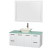Amare 48 In. Single Glossy White Bathroom Vanity, Green Glass Top, Bone Porcelain Sink, 46 In. Mirror