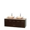 Centra 60 In. Double Vanity in Espresso with Ivory Marble Top with Ivory Sinks and No Mirror