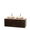 Centra 60 In. Double Vanity in Espresso with Ivory Marble Top with Ivory Sinks and No Mirror
