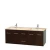 Centra 60 In. Double Vanity in Espresso with Ivory Marble Top with Square Sinks and No Mirror