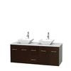 Centra 60 In. Double Vanity in Espresso with Solid SurfaceTop with White Porcelain Sinks and No Mirror