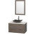 Amare 36 In. Single Grey Oak Bathroom Vanity, Solid SurfaceTop, Black Granite Sink, 24 In. Mirror