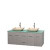 Centra 60 In. Double Vanity in Gray Oak with Green Glass Top with Ivory Sinks and No Mirror