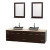 Centra 80 In. Double Vanity in Espresso with Ivory Marble Top with Black Granite Sinks and 24 In. Mirrors