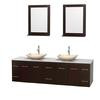Centra 80 In. Double Vanity in Espresso with Solid SurfaceTop with Ivory Sinks and 24 In. Mirrors