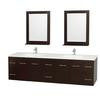 Centra 80 In. Double Vanity in Espresso with Solid SurfaceTop with Square Sink and 24 In. Mirror
