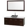 Centra 60 In. Single Vanity in Espresso with Solid SurfaceTop with Black Granite Sink and 58 In. Mirror