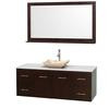 Centra 60 In. Single Vanity in Espresso with Solid SurfaceTop with Ivory Sink and 58 In. Mirror