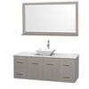 Centra 60 In. Single Vanity in Gray Oak with White Carrera Top with White Porcelain Sink and 58 In. Mirror