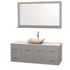 Centra 60 In. Single Vanity in Gray Oak with White Carrera Top with Ivory Sink and 58 In. Mirror