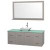 Centra 60 In. Single Vanity in Gray Oak with Green Glass Top with White Porcelain Sink and 58 In. Mirror