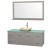 Centra 60 In. Single Vanity in Gray Oak with Green Glass Top with Ivory Sink and 58 In. Mirror
