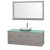 Centra 60 In. Single Vanity in Gray Oak with Green Glass Top with White Carrera Sink and 58 In. Mirror