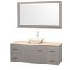 Centra 60 In. Single Vanity in Gray Oak with Ivory Marble Top with Bone Porcelain Sink and 58 In. Mirror