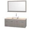 Centra 60 In. Single Vanity in Gray Oak with Ivory Marble Top with White Porcelain Sink and 58 In. Mirror