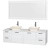 Amare 72 In. Double Bathroom Vanity in Glossy White, Solid SurfaceTop, Bone Porcelain Sinks, 70 In. Mirror