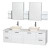 Amare 72 In. Double Bathroom Vanity in Glossy White, Solid SurfaceTop, Bone Porcelain Sinks,Med Cabinet