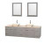 Centra 80 In. Double Vanity in Gray Oak with Ivory Marble Top with Bone Porcelain Sinks and 24 In. Mirrors