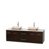 Centra 72 In. Double Vanity in Espresso with White Carrera Top with Ivory Sinks and No Mirror