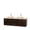 Centra 72 In. Double Vanity in Espresso with Ivory Marble Top with Bone Porcelain Sinks and No Mirror