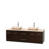 Centra 72 In. Double Vanity in Espresso with Ivory Marble Top with Ivory Sinks and No Mirror