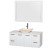 Amare 48 In. Single Glossy White Bathroom Vanity, Solid SurfaceTop, Ivory Marble Sink, 46 In. Mirror