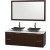 Amare 60 In. Double Espresso Bathroom Vanity, Solid SurfaceTop, Black Granite Sinks, 58 In. Mirror