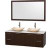 Amare 60 In. Double Espresso Bathroom Vanity, Solid SurfaceTop, Ivory Marble Sinks, 58 In. Mirror
