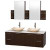 Amare 60 In. Double Espresso Bathroom Vanity, Solid SurfaceTop, Ivory Marble Sinks, Medicine Cabinet
