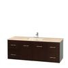 Centra 60 In. Single Vanity in Espresso with Ivory Marble Top with Square Sink and No Mirror
