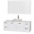 Amare 60 In. Single Glossy White Bathroom Vanity, Solid SurfaceTop, White Carrera Sink, 58 In. Mirror