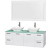 Amare 60 In. Double Bathroom Vanity in Glossy White, Green Glass Top, White Sinks, 58 In. Mirror