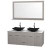 Centra 60 In. Double Vanity in Gray Oak with White Carrera Top with Black Granite Sinks and 58 In. Mirror