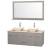Centra 60 In. Double Vanity in Gray Oak with Ivory Marble Top with Bone Porcelain Sinks and 58 In. Mirror