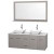 Centra 60 In. Double Vanity in Gray Oak with Solid SurfaceTop with White Porcelain Sinks and 58 In. Mirror