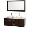 Centra 60 In. Double Vanity in Espresso with Solid SurfaceTop with Bone Porcelain Sinks and 58 In. Mirror