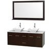 Centra 60 In. Double Vanity in Espresso with Solid SurfaceTop with White Porcelain Sinks and 58 In. Mirror