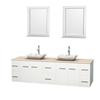 Centra 80 In. Double Vanity in White with Ivory Marble Top with White Carrera Sinks and 24 In. Mirrors