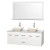 Centra 60 In. Double Vanity in White with White Carrera Top with Bone Porcelain Sinks and 58 In. Mirror